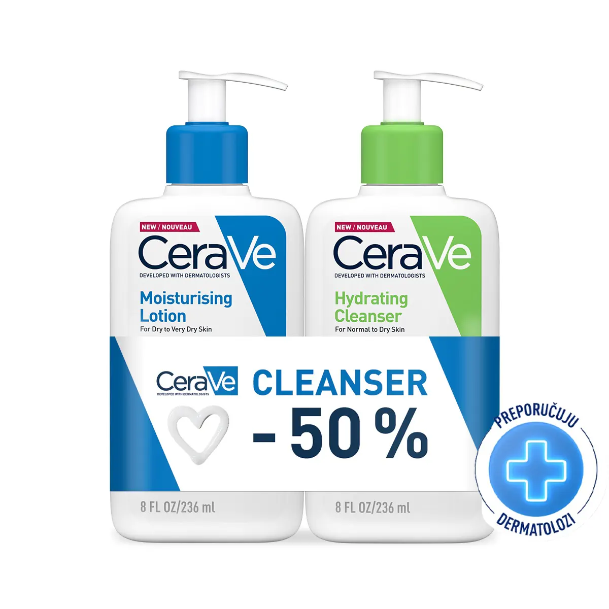 CeraVe Hidratantna emulzija za čišćenje 236 ml + Losion 236 ml (Promo)