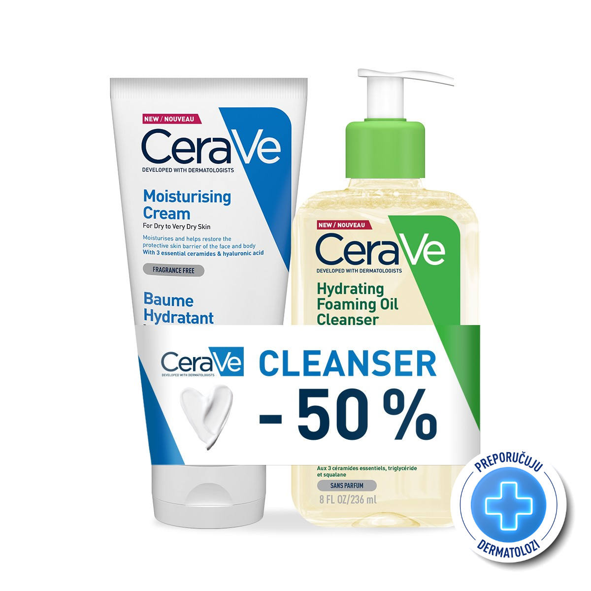 CeraVe Ulje za čišćenje 236 ml + Hidratantna krema 177 ml (Promo)