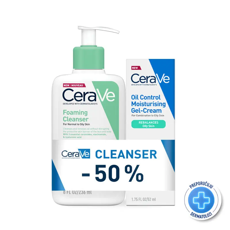 CeraVe Pjenušavi gel za čišćenje 236 ml + Gel-krema 52 ml (Promo)