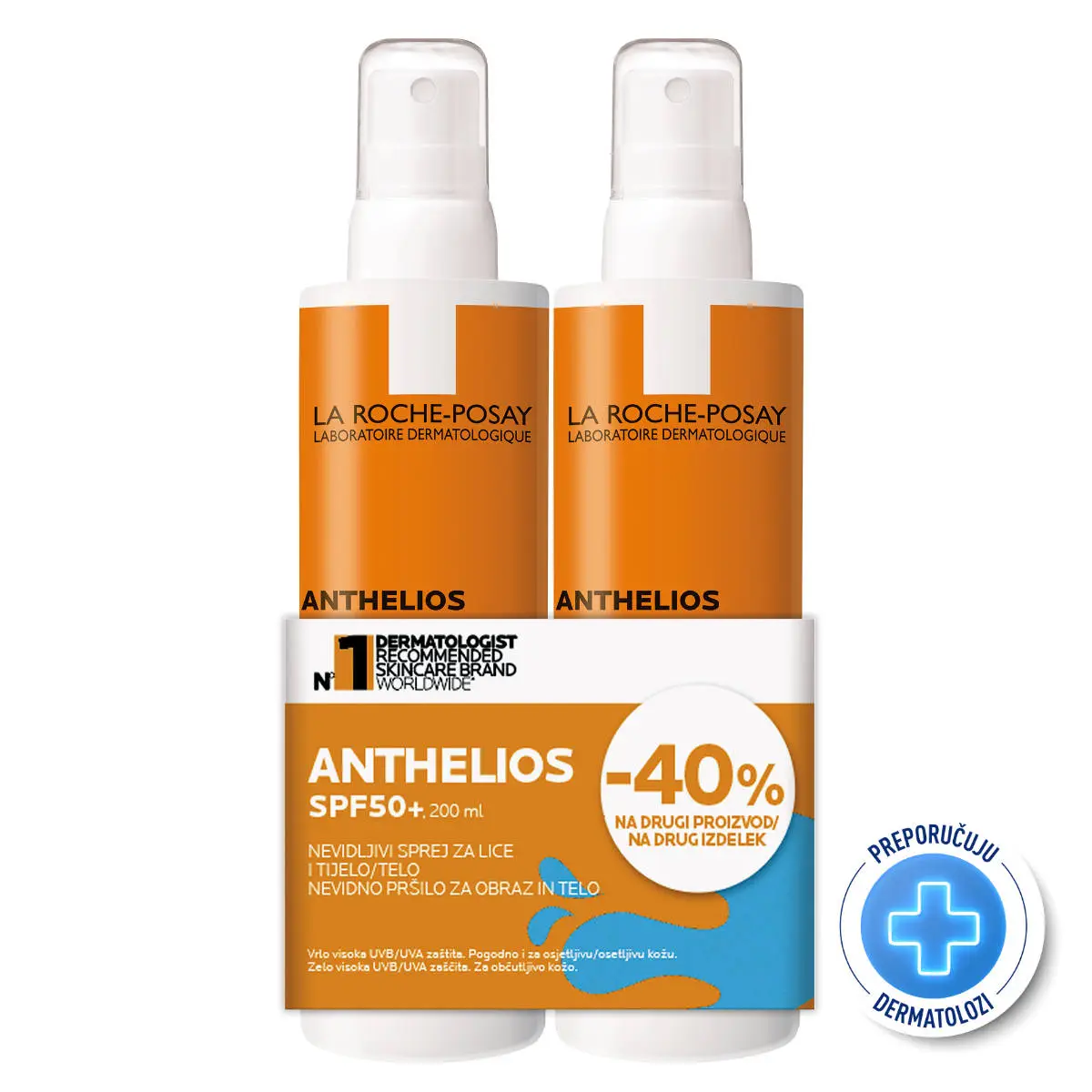 La Roche-Posay Anthelios Nevidljivi sprej za lice i tijelo SPF 50, 200 ml (Promo)