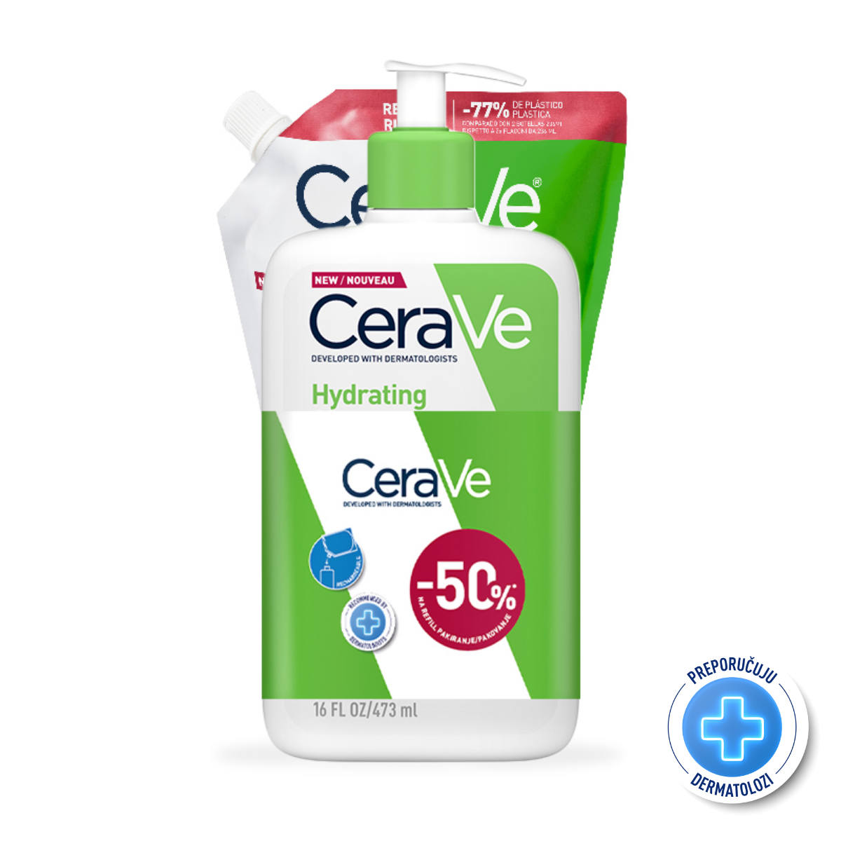 CeraVe Hidratantna emulzija za čišćenje 473 ml + REFILL pakovanje (Promo)