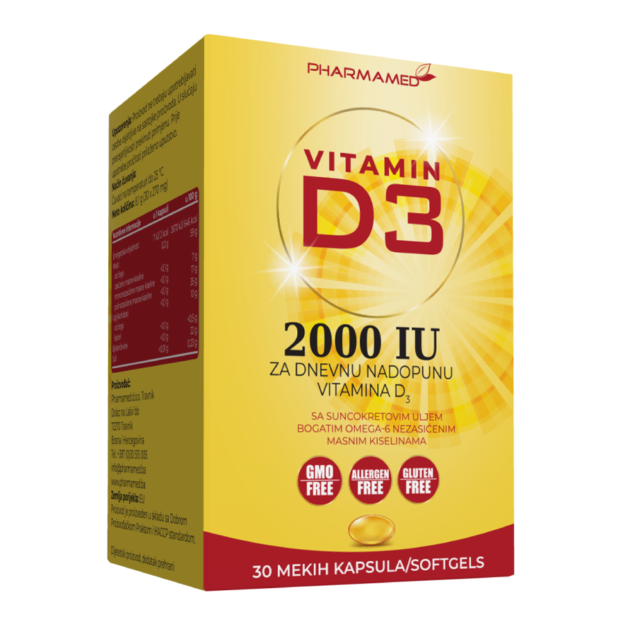 Pharmamed vitamin D3 2000 IU 120 kapsula
