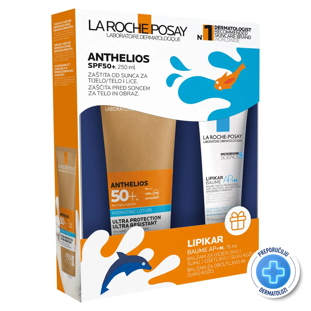La Roche-Posay Anthelios Mlijeko za zaštitu od sunca SPF 50, 250 ml + Lipikar AP+M balzam 75 ml (Promo)